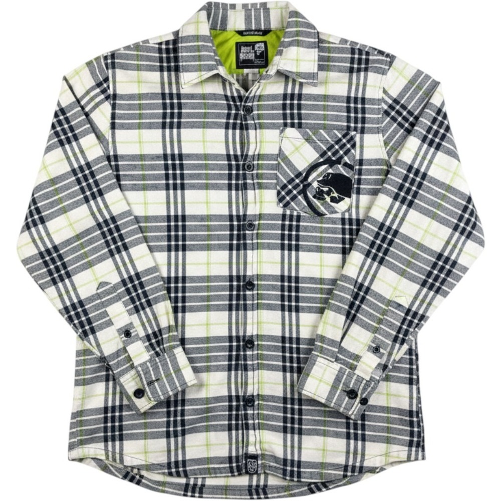 Vintage Metal Mulisha Flannel Shirt Mens M Skull Embroidered Plaid Skater